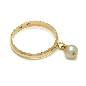 Фотография ювелирного изделия: Кольцо, жемчуг серый круг 6,0, Золото 585