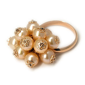 Фотография ювелирного изделия: Кольцо, жемчуг розовый круг 6,0, Золото 585