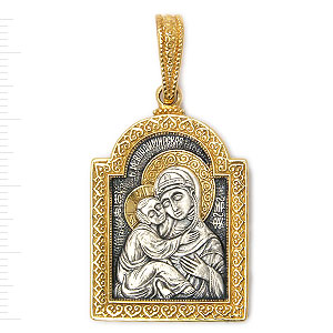 Фотография ювелирного изделия: Подвеска «Владимирская Икона Божией Матери», Серебро 925