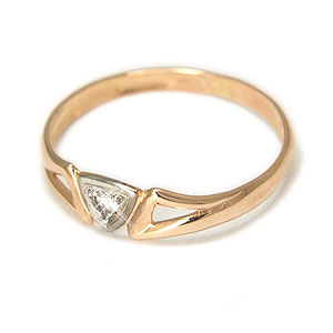 Фотография ювелирного изделия: Кольцо, 1 бриллиант кр57 3/5 А, Золото 585