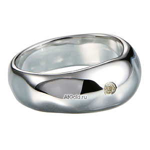 Фотография ювелирного изделия: Кольцо, 1 бриллиант Кр57 4/4Б 0,020ct, Серебро 925