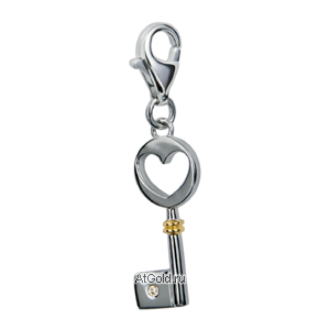 Фотография ювелирного изделия: Подвеска «Ключ к моему сердцу», 1 бриллиант Кр57 4/4Б 0,02ct, Серебро 925