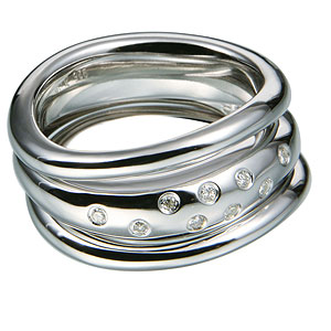 Фотография ювелирного изделия: Кольцо, 9 бриллиантов Кр 57 3/3А 0,09ct, Серебро 925
