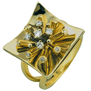 Фотография ювелирного изделия: Кольцо «Брызги шампанского», 13 бриллиантов Кр 57 0,28 ct, Золото 585