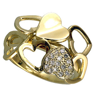 Фотография ювелирного изделия: Кольцо «Сердечная рапсодия», 16 бриллиантов Кр 57 0,16 ct, Золото 585