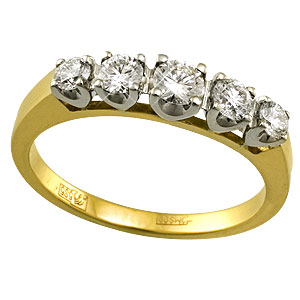 Фотография ювелирного изделия: Кольцо, 5 бриллиантов Кр 57 0,59 ct, Золото 585