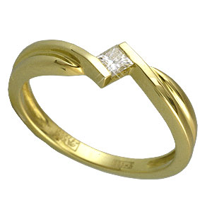 Фотография ювелирного изделия: Кольцо «Принцесса», 1 бриллиант Пр 65 0,09 ct, Золото 585